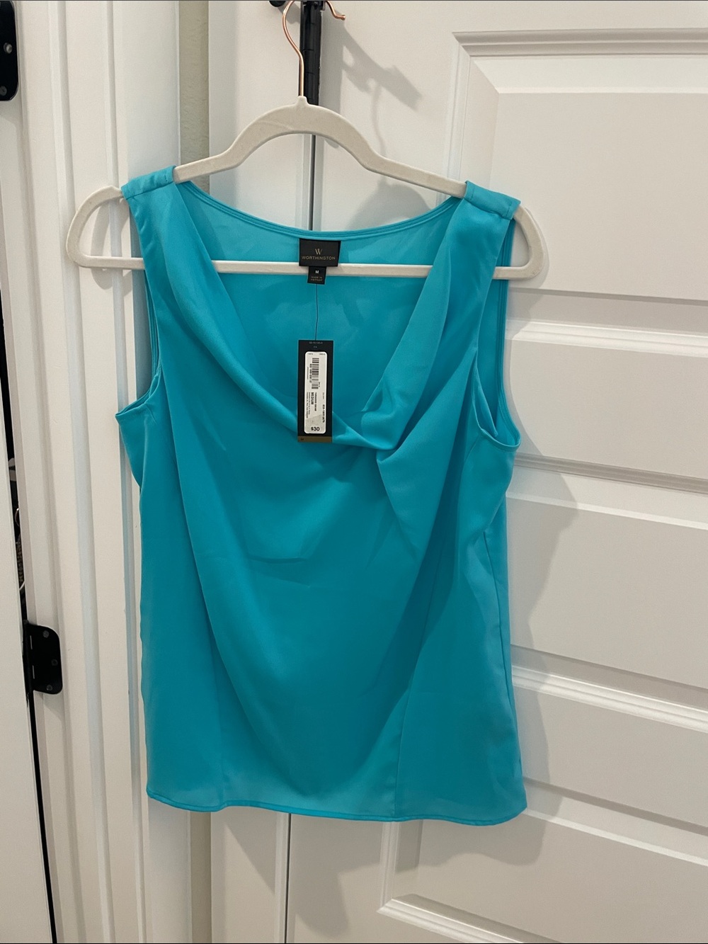 Worthington Teal Sleeveless Drape Neck Camisole